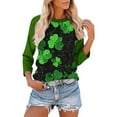 thumbnail image 4 of Saint Patricks Day Outfit Women 3/4 Sleeve Crew Neck Raglan Tee Shamrock Clover Shirt Loose Fit Soft Tops Green Irish Blouse, 4 of 7