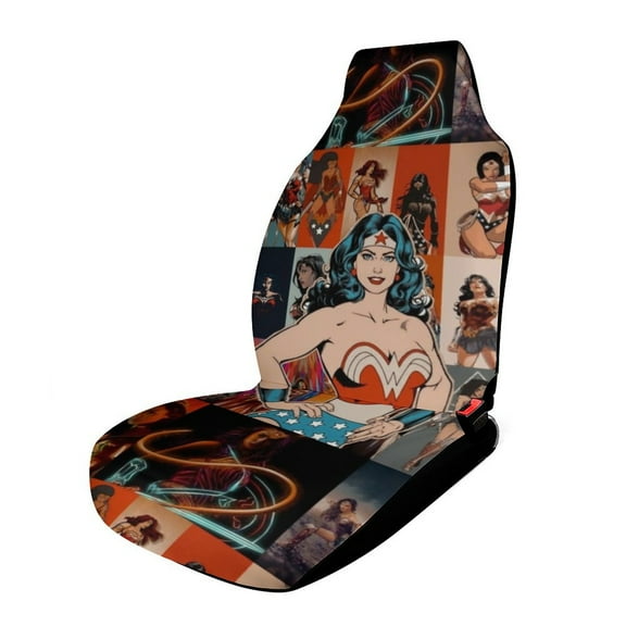 Wonder Woman Car Seat Covers Pattern Front Seat Protector Cover Full Universal Size Auto Accessories 1PCS