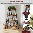 thumbnail image 4 of VECELO 4-Tier Metal Ladder Shelf, Storage Bookshelf Furniture Storage Rack Shelves, Plant Flower Stand for Living Room/Home/ Office, Brown, 4 of 13