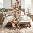 thumbnail image 2 of Yuyamidu Mandala Summer Pjs for Women Set Bohemia Style Short Sleeve Notch Collar Sleepwear Button Down Pjs Set with Long Pants, 2 of 7