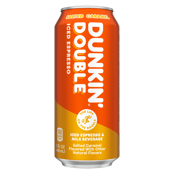 Dunkin' Double Salted Caramel Iced Espresso, 15 oz cans, 12 Pack