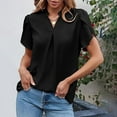 thumbnail image 3 of Women's Dressy Casual Business Work Blouses V Neck Loose Petal Short Sleeve T Shirts Loose Fit Womens Top Athletic Tops for Women Long Sleeve Comfortable Workout Shirts Women Athletic Women Shirts for, 3 of 5