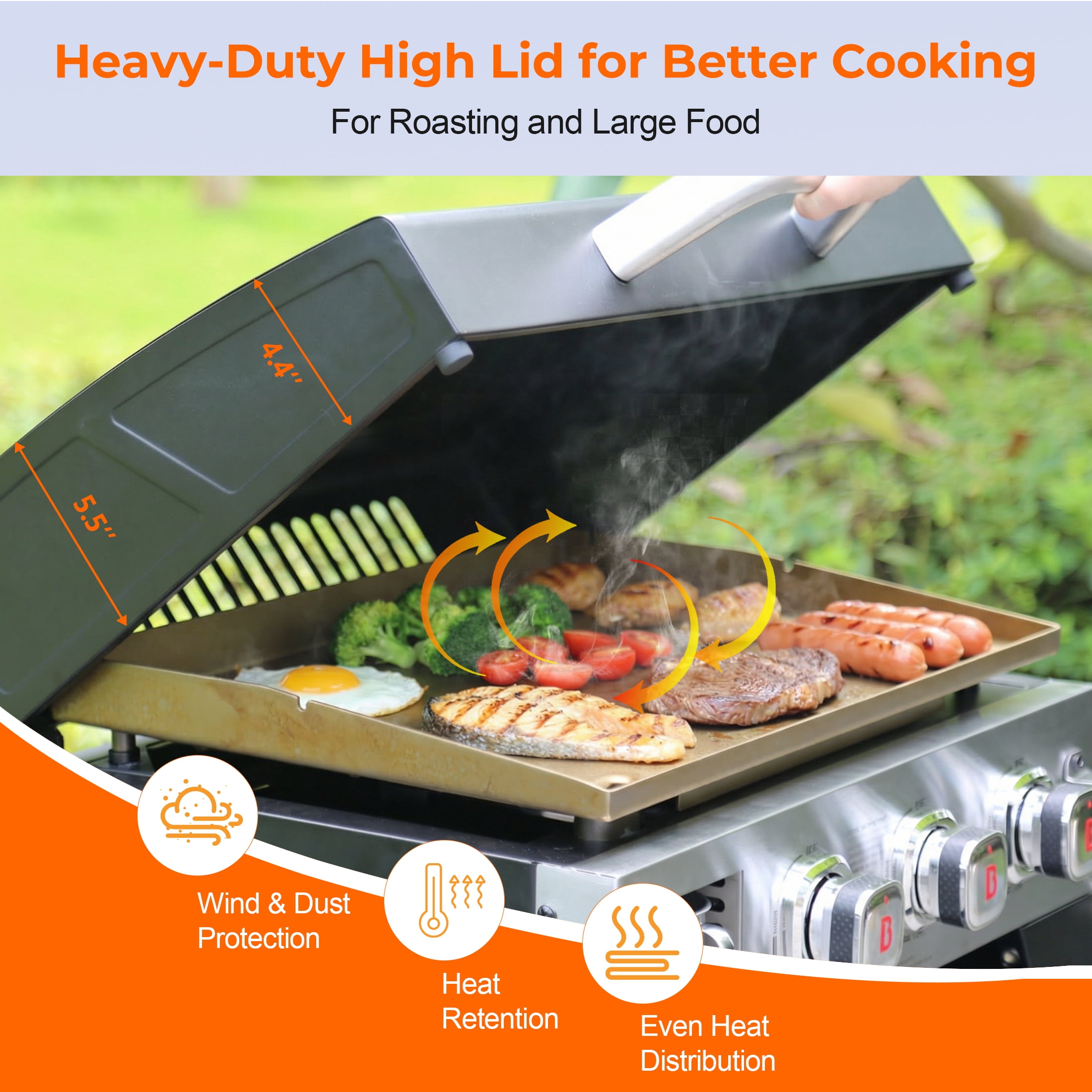 Fintex Adventure Ready Outdoor Griddle, 3-Burner Propane Flat Top Grill with Stand, 504 Sq. In，Black