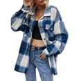 thumbnail image 4 of FOCUSNORM Veste Surchemise à Carreaux pour Femmes Juniors avec Col Rabattu et Poches Poitrine, 4 of 6