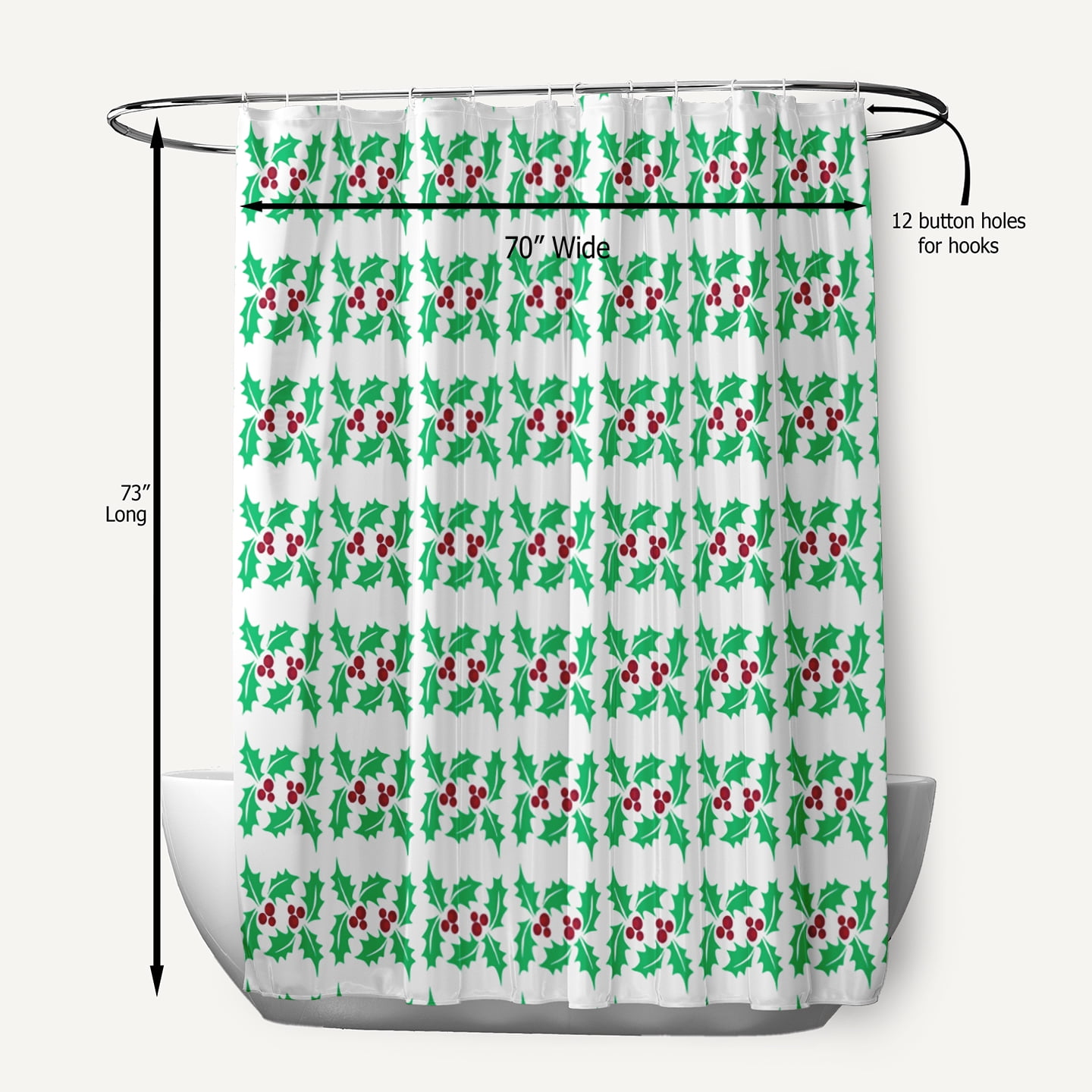 Simply Daisy 70" W x 73" L Holly Stripes Polyester Shower Curtain, Bright Green [1 Ct]
