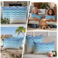 thumbnail image 5 of Blue Brown Stripes Outdoor Waterproof Pillow Covers, Abstract Geometric Ombre Wave Stripe Decorative Square Throw Pillowcase Sofa Cushion Sham for Patio/Couch/Chair, 16"x16" 2 Pack, 5 of 8