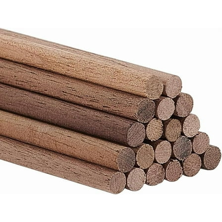 20pcs Black Walnut Wooden Dowel Rods 15.75x0.16 Inch Wooden Rod Sticks Unfinished Wood Dowels