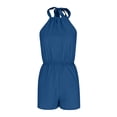 thumbnail image 4 of Women's Casual Solid Color Backless Elastic Waist Short Jumpsuit, 4 of 9