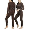 thumbnail image 2 of ToBeInStyle Women's Soft Velvet Long Sleeve Top and Bottom Thermal Set, 2 of 7
