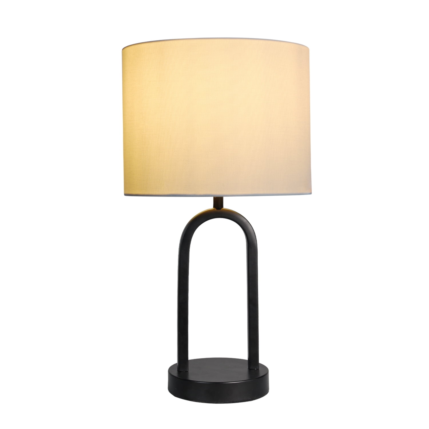 Mainstays 16.75"H Metal Black Arch Table Lamp with White Fabric Lamp Shade