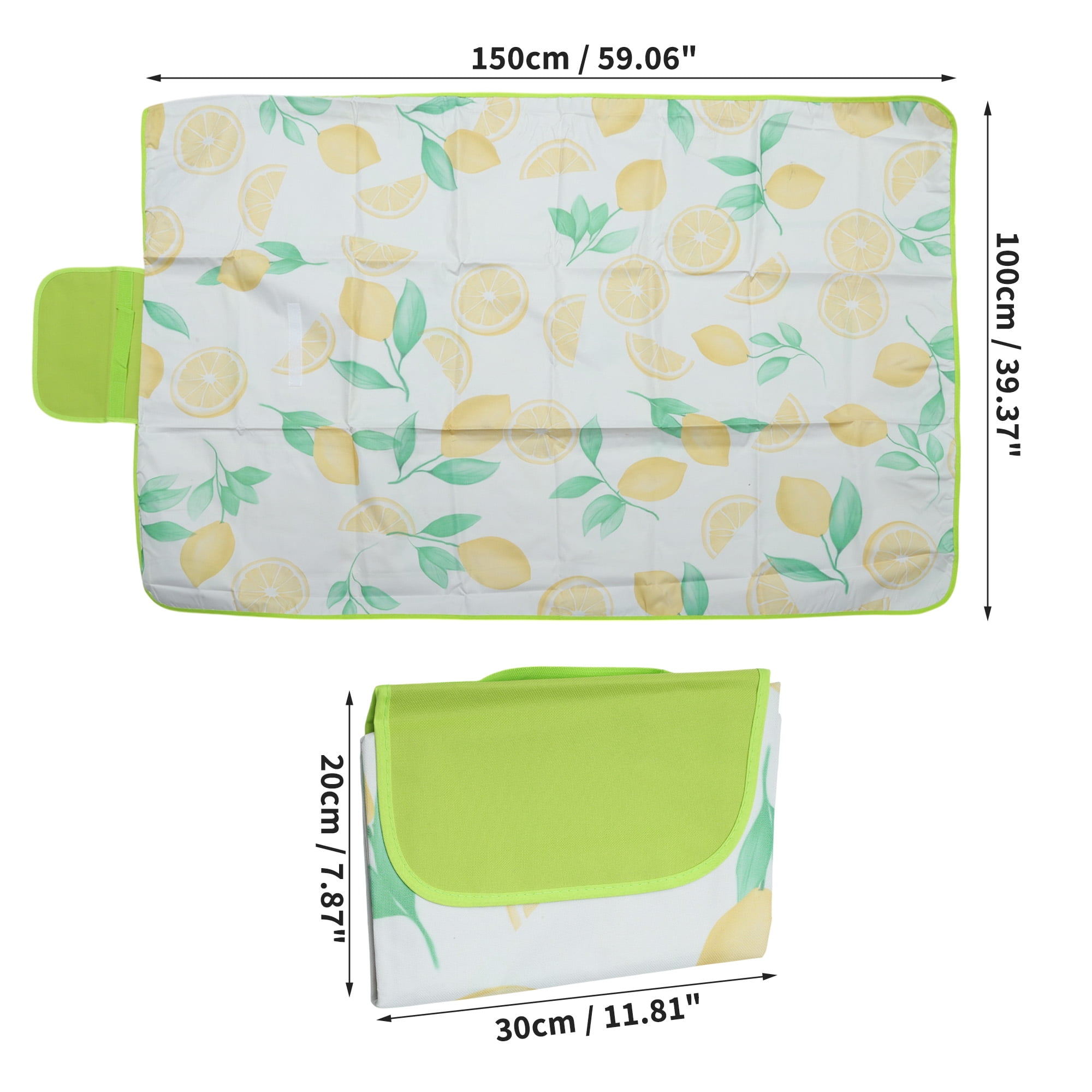 Unique Bargains Picnic Blanket Waterproof Beach Mat Lightweight with Handle Yellow Green