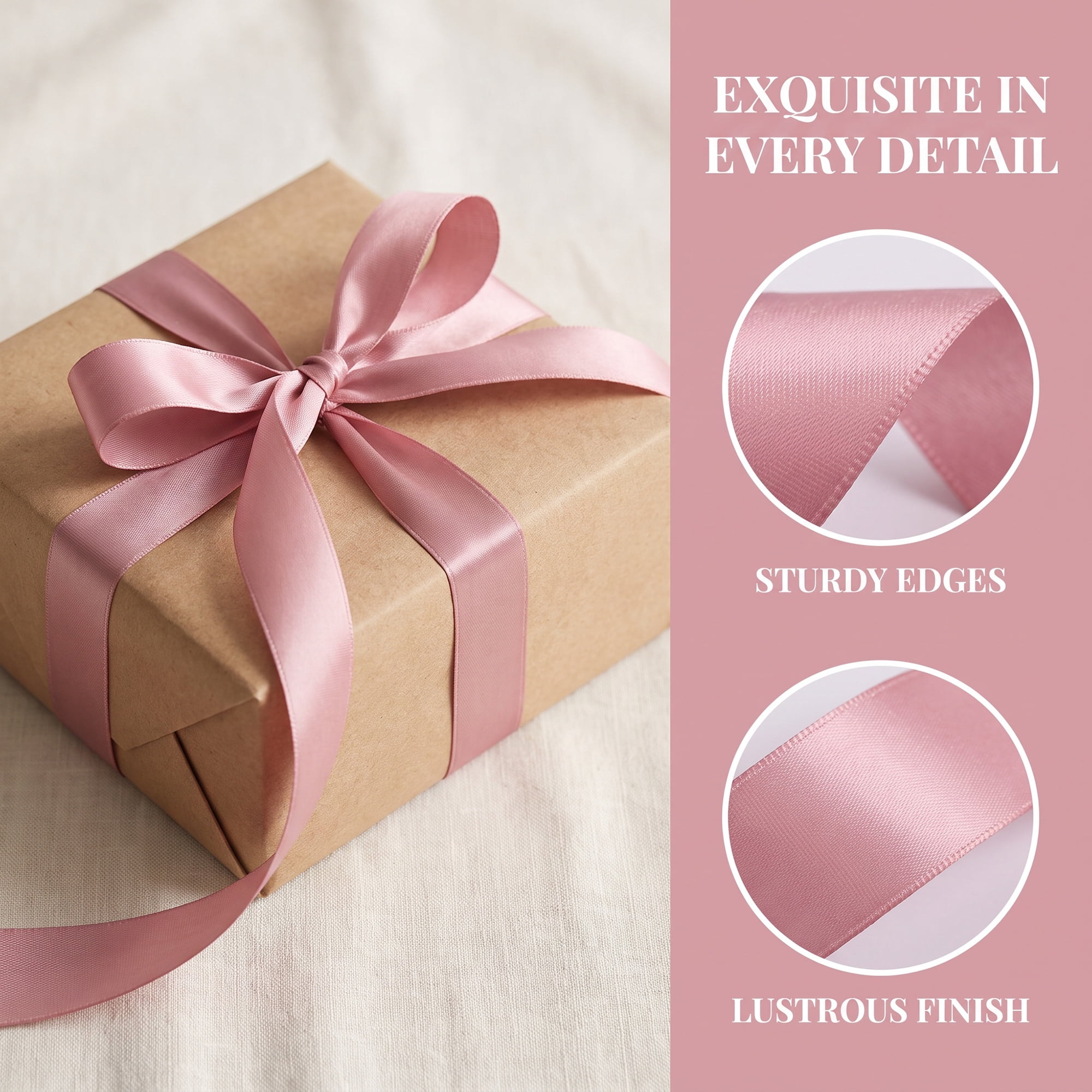 Unique Bargains Elegant Satin Ribbon for Gift Wrapping and Decoration Purposes Pink