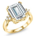 thumbnail image 3 of Gem Stone King 10.83 Ct Octagon White Zirconia 18K Yellow Gold Plated Silver Ring, 3 of 6