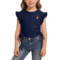 thumbnail image 4 of Auroural Toddler Girls Tank Top 5T Toddler Girls Clothes 4T-5T Girls Ruffle Sleeve Drawstring Crop Tops with Cute Embroidery - Casual Summer T-Shirt for Kids 2-10 Years, 4 of 7