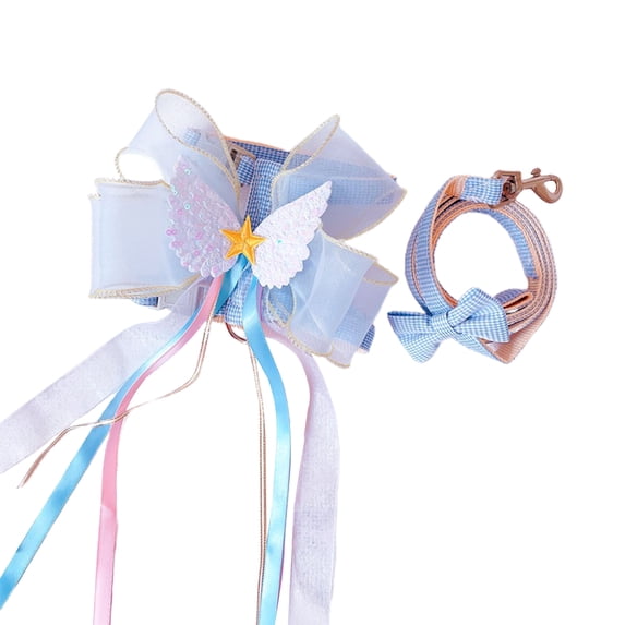 Cat Harness with Camellia - Comfortable, Break Free, Three-dimensional Effect, Adjustable, Dress Up - Polyester Wings Bow Cat Leash for Puppy