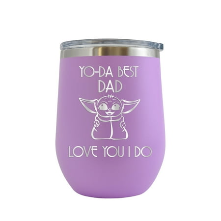 

Yo-Da Best Dad Love You I Do - Engraved 12 oz Light Purple Wine Cup Unique Funny Birthday Gift Graduation Gifts for Men or Women Fathers Day Dad Papa Pops best buckin Star Wars Yoda