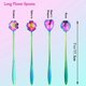 thumbnail image 2 of Flower Spoon Set of 4 PCS, 7" Flower Pattern Long Handle Spoon Stainless Steel (Rainbow), 2 of 4