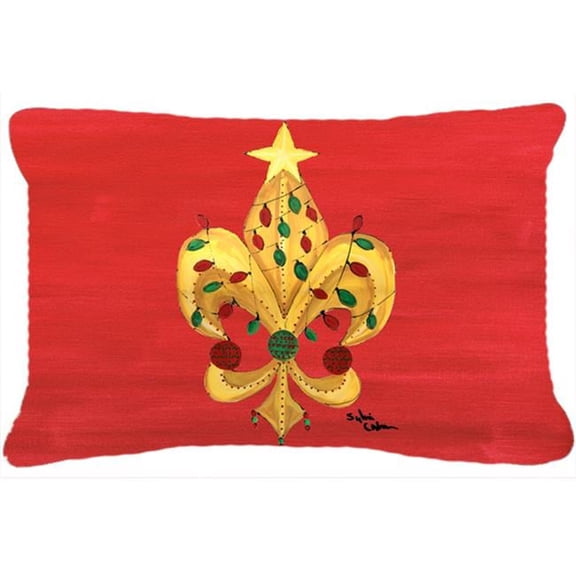 Christmas Fleur De Lis Tree With Lights Indoor & Outdoor Fabric Decorative Pillow