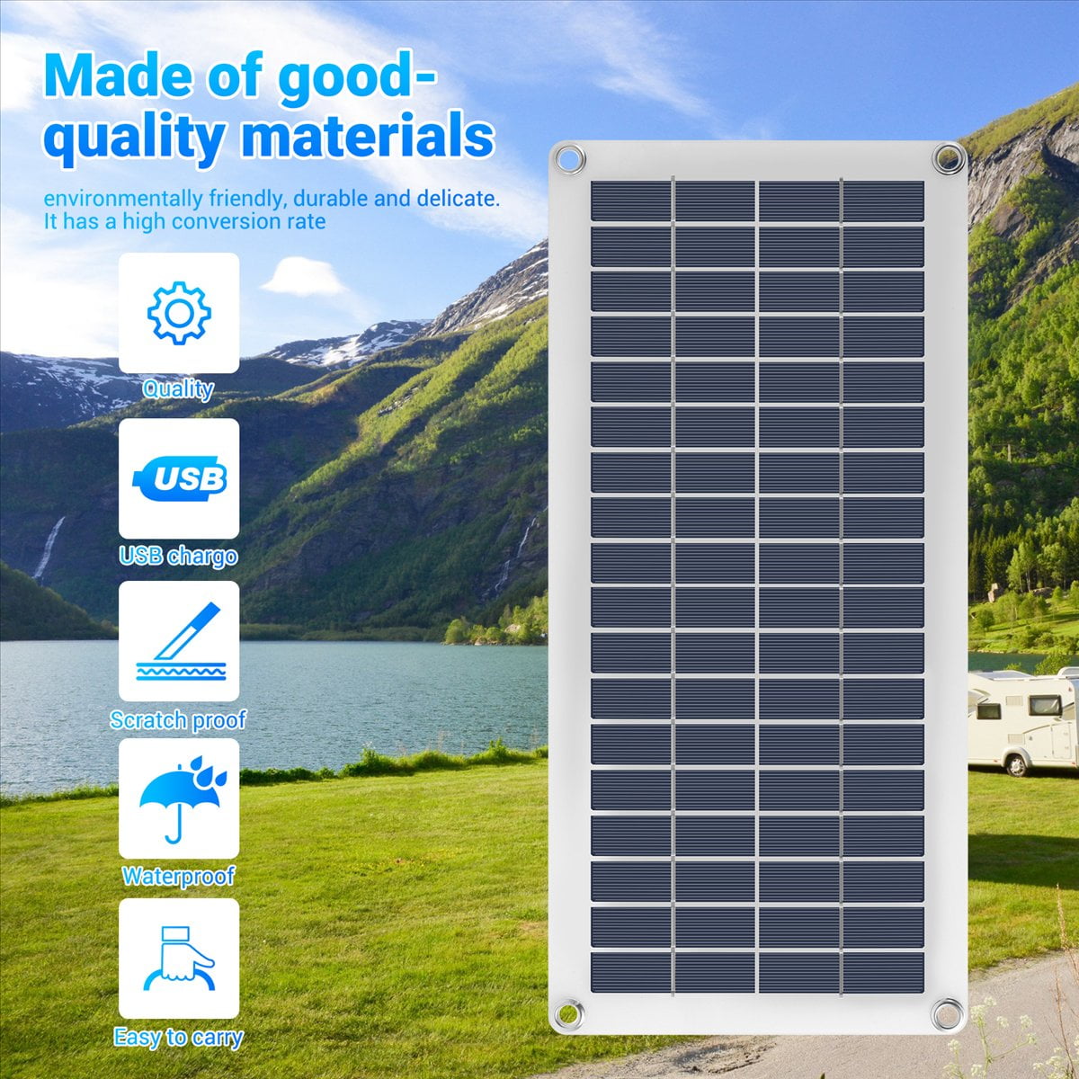 15W Solar Panel 12-18V Solar Cell Solar Panel for Phone RV Car MP3 PAD Charger Outdoor Battery Supply B