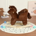 thumbnail image 4 of DECMAY Kids Ride-On Rocking Horse Toy with Music and Safety Belt, Soft Plush Moose Rocker with Hand Puppets for Toddlers 1–3 Years, Apricot, CPC Certified, 4 of 27