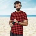 thumbnail image 4 of Wukai Buffalo Plaid Red Black Print Men's Short-Sleeved Mesh T-Shirt,Quick-Dry Short Sleeve Workout T-Shirt-X-Small, 4 of 8