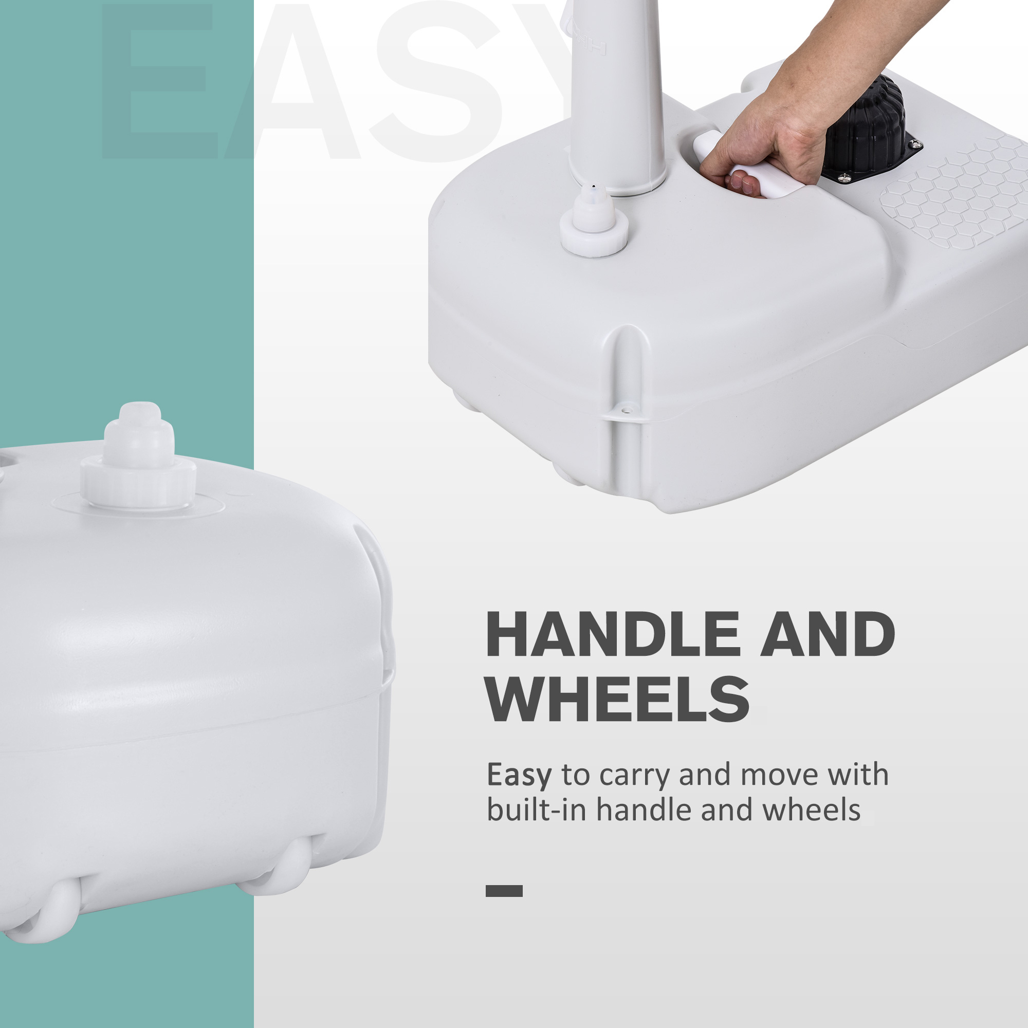 Portable 4.5 Gallon Outdoor Sink, Light Gray HDPE Camping Hand Wash Station with Handle & Wheels, Tool-Free Assembly for BBQ Picnic Worksite