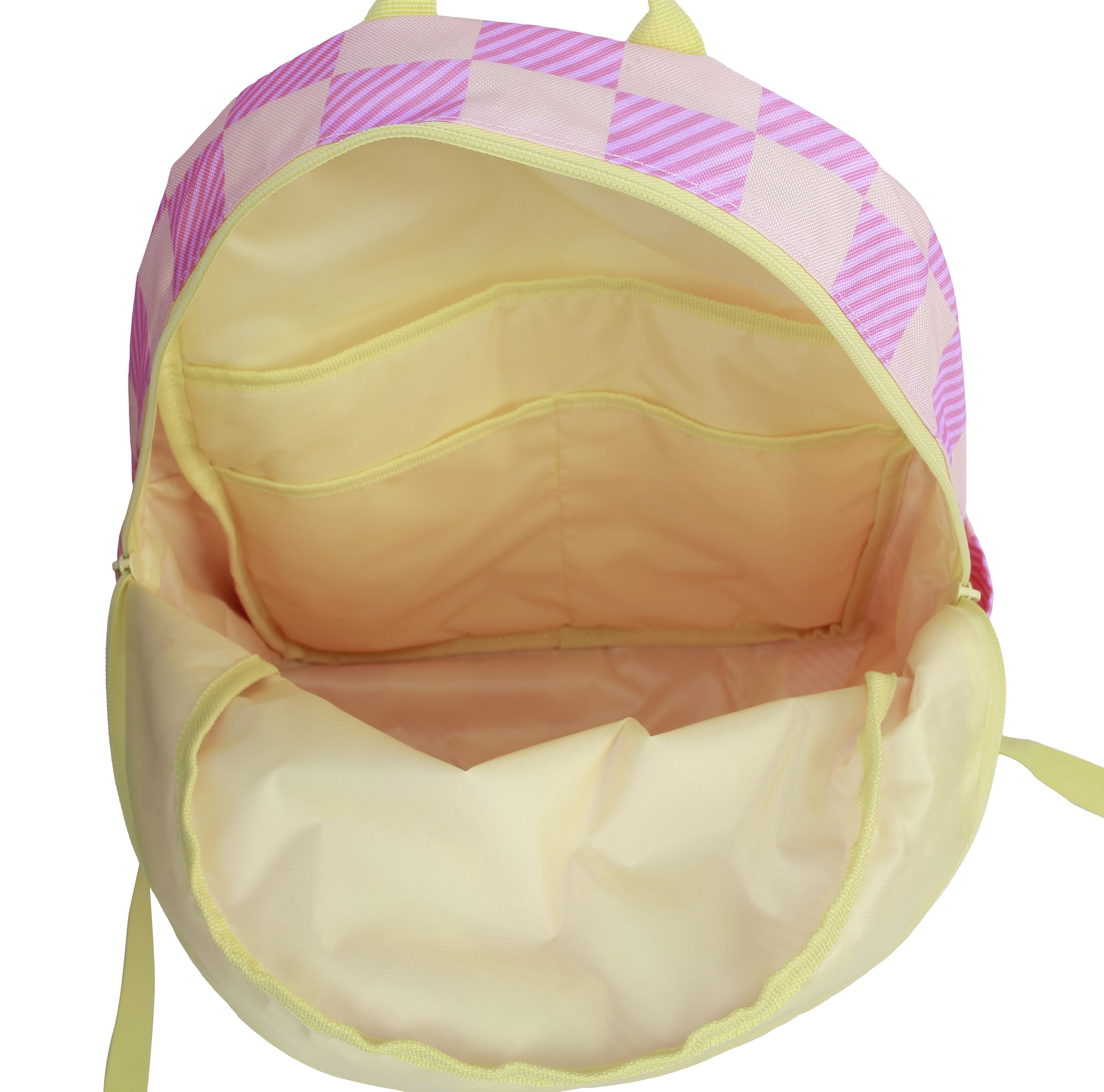 CRCKT 17-inch Kids Polyester Backpack - Peach Fuzz, Pink and Yellow Checker