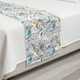 thumbnail image 2 of Floral Bed Runner, Paint Blots and Exotic Leaves Flower Drawings, Decorative Accent Bedding Scarf for Hotels Homes and Guestrooms, Twin, White Blue Orange, by Ambesonne, 2 of 2