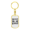 thumbnail image 4 of Blessed And Loved Arrow Stainless Steel or 18k Gold Premium Swivel Dog Tag Keychain, 4 of 10