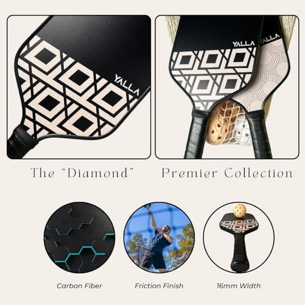 Yalla Ultra-Chic Carbon Fiber Pickleball Paddle, Pro-Size, Honeycomb Design