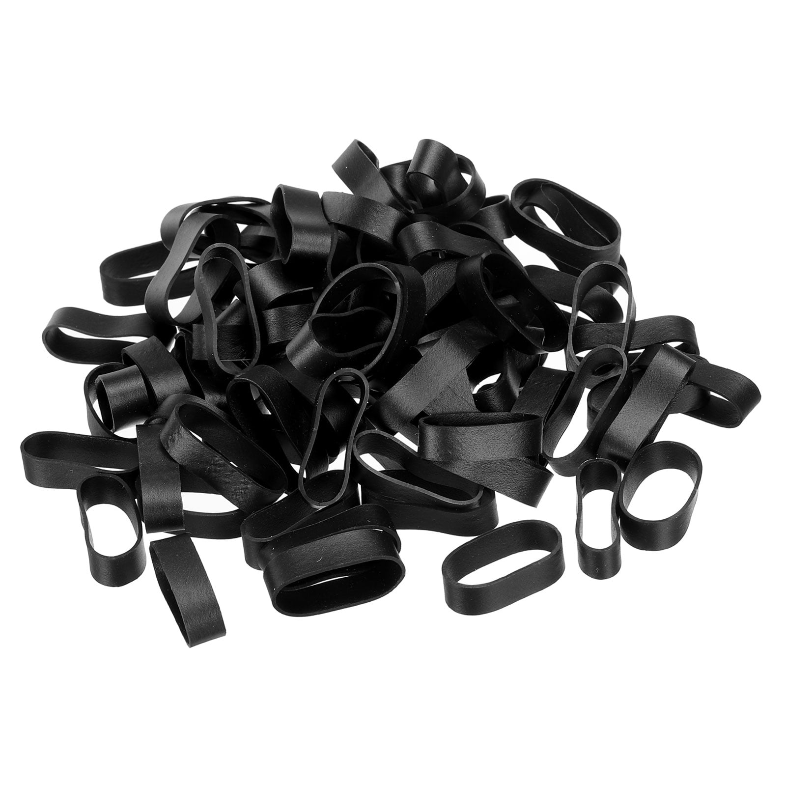 Silicone Rubber Bands Rings 50 Pack Non Slip 1" Flat Black for Books