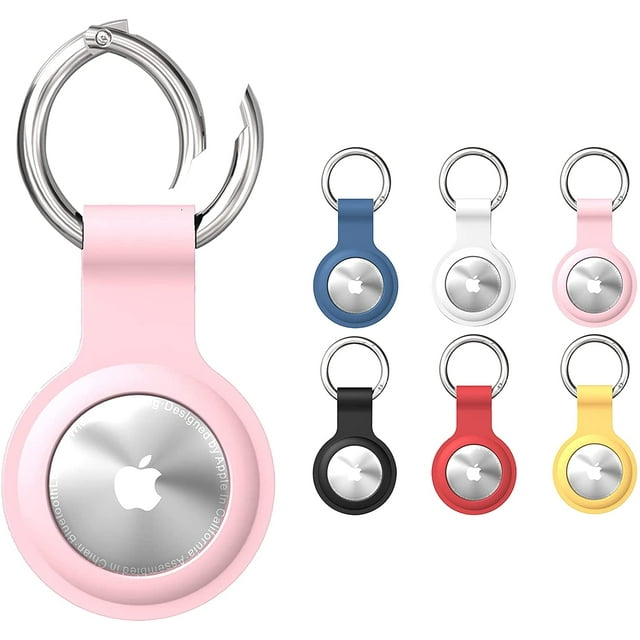 Silicone Case for AirTags, Soft Rubber Shockproof Protective Skin Cover with Keychain Compatible with Apple AirTags – for Accessories Key-Ring, Wallet, Luggage, Dog or Cat Collar (Pink)