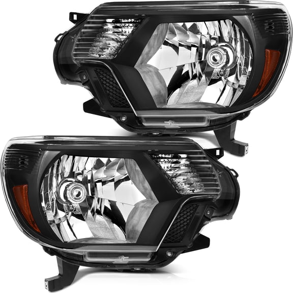 SCITOO Headlight Assembly Compatible for Toyota Tacoma 2012-2015 OE Headlamp Black Housing Amber Reflector Clear Lens Headlamps Left Right