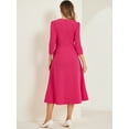 thumbnail image 4 of DARING DIVA Work Office Elegant 3/4 Sleeve V Neck A-Line Dress M Hot Pink, 4 of 6