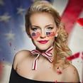 thumbnail image 5 of Luxcidy 2pcs 4th of July Patriotic Face Stickers, America Flag Red White and Blue Face Tattoo Stickers, Party in the USA Memorial Independence Labor Day Makeup Accessories, 5 of 6