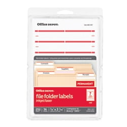 - Office Depot Print-Or-Write Color Permanent Inkjet/Laser File Folder Labels, 5/8in x 3 1/2in, Dark Red, 252 pk, OD98818
