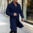 thumbnail image 5 of KeShDi Trench Coat for Men Double Breasted Lapel Long Sleeve Jacket Navy L, 5 of 7