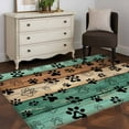 thumbnail image 3 of Teal Dog Paws 4x6 Area Rugs, Farmhouse Vintage Modern Green Brown Wood Non-Skid Rubber Backing Large Rectangle Rugs - Living Room Bedroom Home Office, Indoor Floor Mat Carpets Washable Rug, 3 of 9