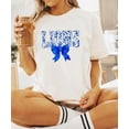 thumbnail image 2 of Trendy Lions Floral Shirt for Women and Teens Cute Blue Bow Sports Tee Ivory Shirt Adult 2X-Large, 2 of 4