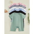 thumbnail image 3 of BemeyourBBs 3 Pack Newborn Baby Boy Girl Summer Clothes Rib Knit Romper Infant Solid Color Crew Neck Short Sleeve Jumpsuit One Piece Outfits, 3 of 9
