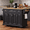 Black, variant on 54'' Large Kitchen Island with Wood Drop Leaf, Rolling Kitchen Cart on 4 Wheels with 4 Doors and 3 Drawers, Kitchen Island with Storage for Kitchen, Dining Room, Black