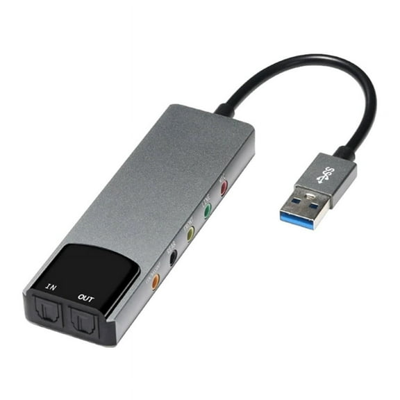 HOT 6-In-1 Computer Sound Card 5.1 USB External Multi-Function Audio Converter for Notebook Aluminum