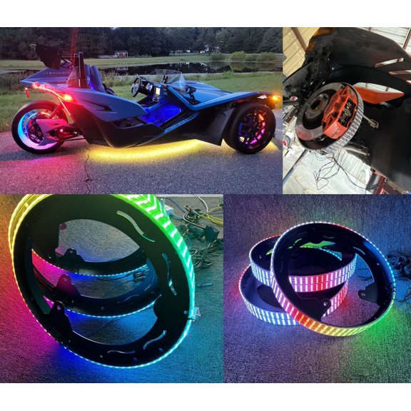 Tzvmny Lighting Factory - 8Rolls x3PCS CHASING Dream Color Play With Bluetooth APP Wheel Rim Lights for Polaris Slingshot 2015-2024 Waterproof IP68