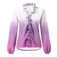 thumbnail image 5 of Fznquz Peplum Tops for Women 2025 Long Sleeve Gold V Neck Tops Gradient Fall Dressy Casual Womens Fashion, 5 of 5