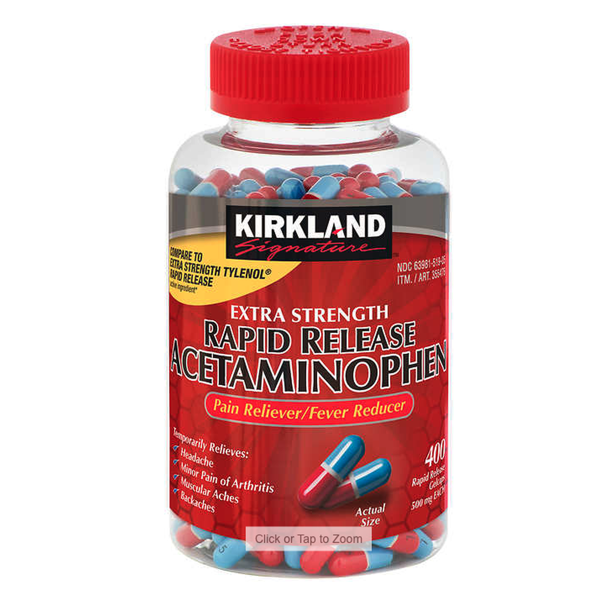 KS ES Rapid Release Pain Reliever Acetaminophen - 400 GelCaps