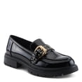 thumbnail image 3 of PATRIZIA Pacha Women’s Slip-On Loafer – Gold Buckle & Stud Detail – Faux Leather Comfort Flat, 3 of 9
