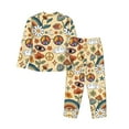 thumbnail image 2 of Disketp Pajamas Set Long Sleeve Sleepwear Womens Button Down Nightwear Pj Sets-70s Hippie Style, 2 of 9