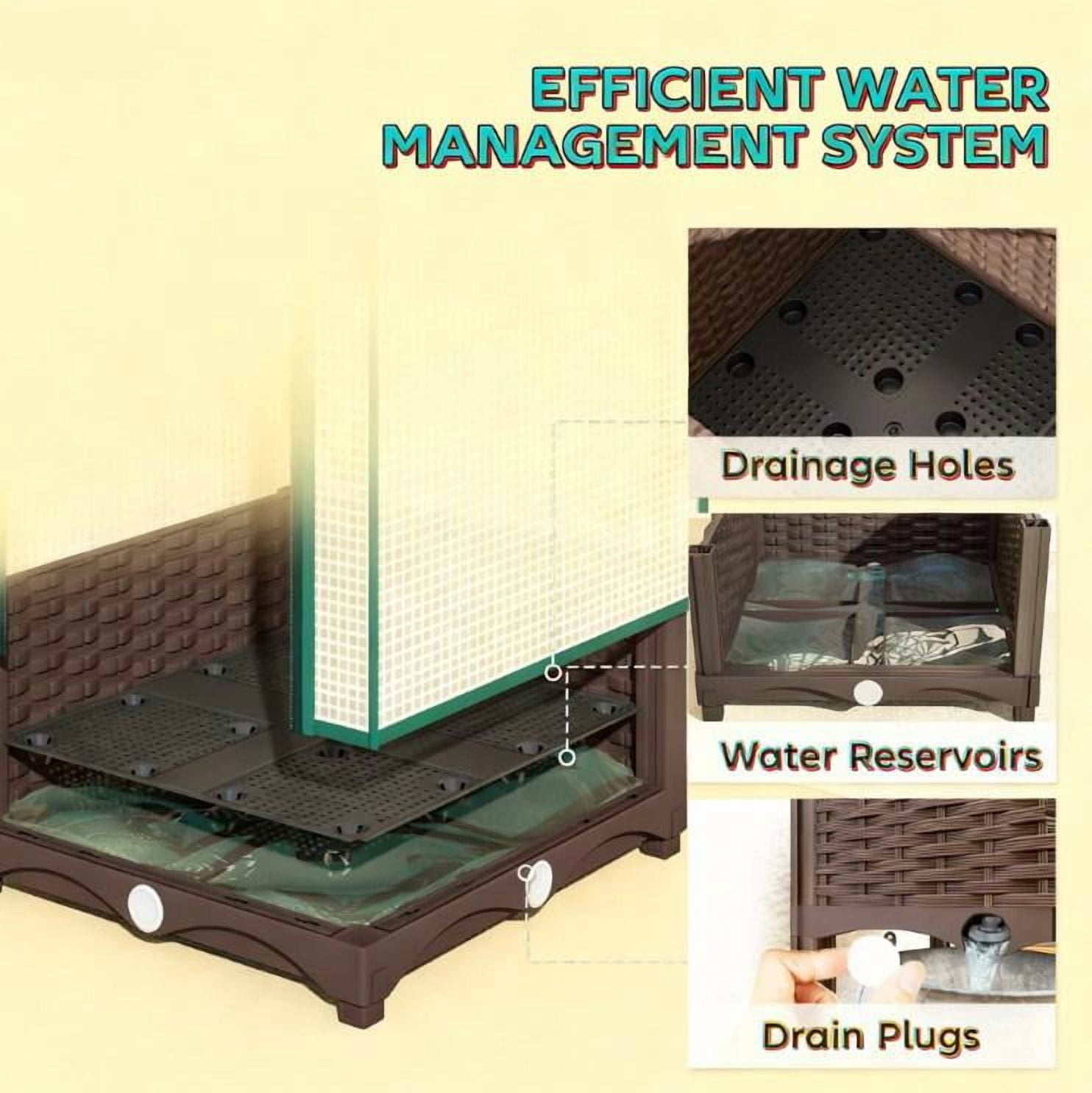 Portable Outdoor Plant Box, Garden Bed with Trellis and Cover, Drainage Holes and Zipper Door