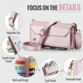 thumbnail image 6 of Compatible with Samsung Galaxy A52 4G/5G Rugged PU Leather Wallet Case, Card Slots Zipper Pocket Lanyard Crossbody Strap Kickstand RFID Blocking Full Body Protection Cover for A52 4G/5G, Pink, 6 of 9