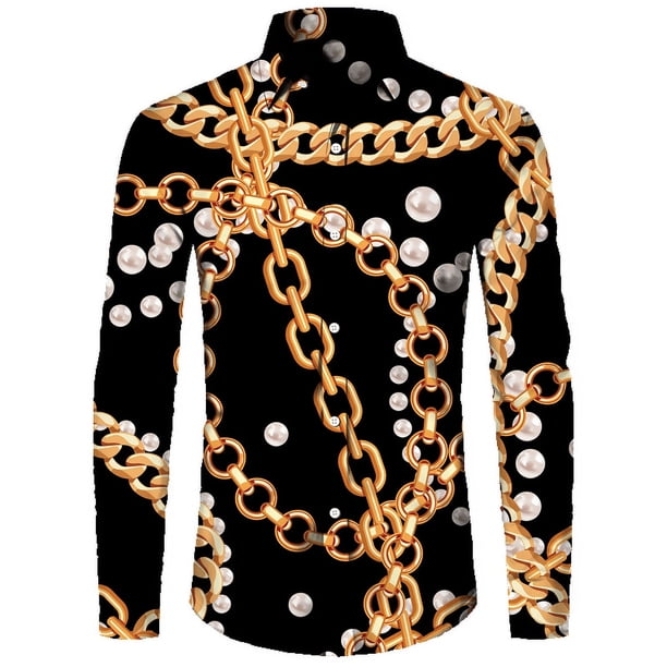 Camisetas para hombre, nuevas, retro, de lujo, para fiesta de graduación, con botones luminosos, para discoteca, moda de tendencia, camisas de manga larga con solapa, ropa para hombre, camisetas